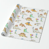 Süße Dinosaurier Kinder Geburtstag Geschenkpapier (Ungerollt)