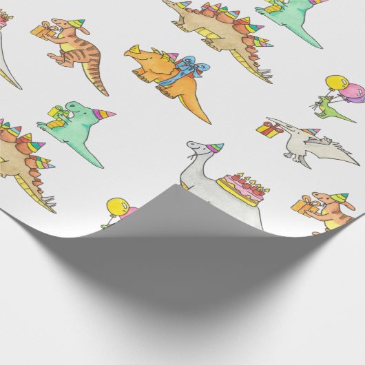 Süße Dinosaurier Kinder Geburtstag Geschenkpapier (Ecke)