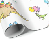 Süße Dinosaurier Kinder Geburtstag Geschenkpapier (Rolleneckpunkt)
