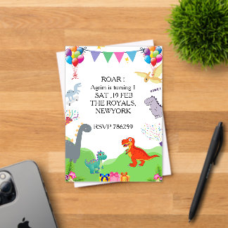 Süße Dinosaurier Kinder Geburtstagseinladung Acryleinladungen