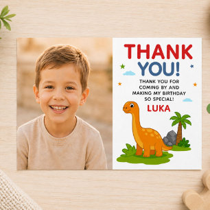 Süße Dinosaurier-Kinder-Geburtstagsfoto Dankeskarte