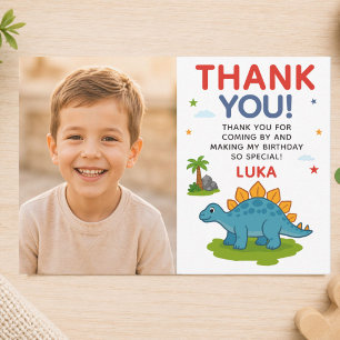 Süße Dinosaurier-Kinder-Geburtstagsfoto Dankeskarte