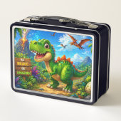 Süße Dinosaurier Kinder Lunchbox Bunter T Rex (Rückseite)