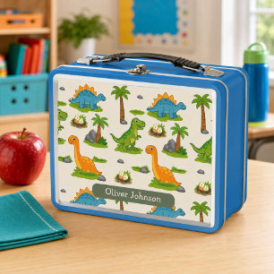 Süße Dinosaurier-Kinder-Name-Schule Metall Brotdose