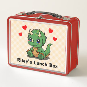 Süße Dinosaurier-Lunchbox – Namen hinzufügen Metall Brotdose