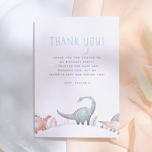 Süße Dinosaurier Mädchen Geburtstagsfeier Dankeskarte