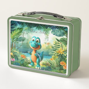 Süße Dinosaurier-Metall-Lunchbox Metall Brotdose
