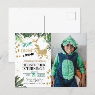 Süße Dinosaurier-Party-Foto-Geburtstag Postkarte