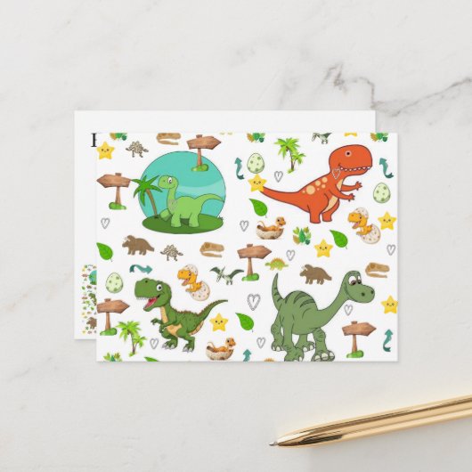 Süße Dinosaurier Postkarte (Vorderseite/Rückseite Beispiel)
