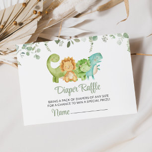Süße Dinosaurier, T-Rex, Jura, Windel-Raffle Begleitkarte