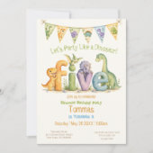 Süße Dinosaurier-Themen-Fünf-Geburtstag Einladung (Vorderseite)