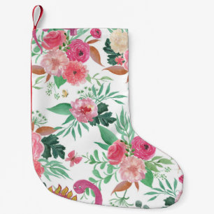 Süße Dinosaurier Vintage-Blumenmuster Kleiner Weihnachtsstrumpf