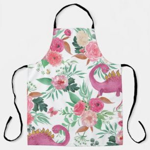 Süße Dinosaurier Vintage-Blumenmuster Schürze