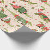 Süße Dinosaurier Weihnachtspullover Geschenkpapier (Ecke)