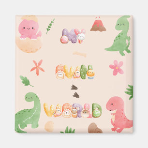 Süße Dinosaurier Welt Quadratischer Magnet