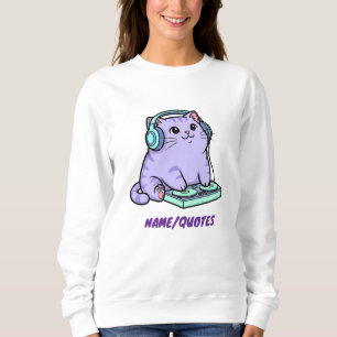 Süße DJ-Katze Cartoon-Illustration Sweatshirt