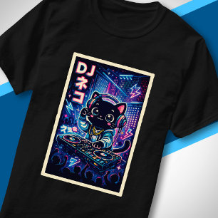 Süße DJ-Katze Nachtleben Cyberpunk Japanische Musi T-Shirt
