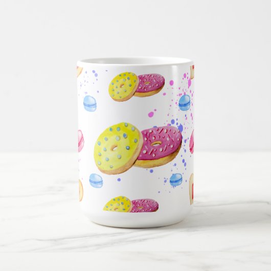 Süße Donuts mit farbenfrohen Glasmustern Kaffeetasse (Mittel)
