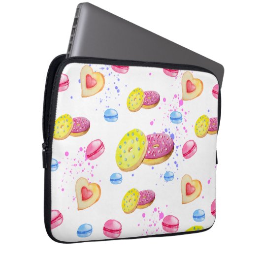 Süße Donuts mit farbenfrohen Glasmustern Laptopschutzhülle (Vorne Rechts)