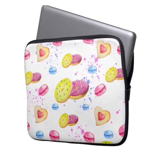 Süße Donuts mit farbenfrohen Glasmustern Laptopschutzhülle (Vorderseite Links)
