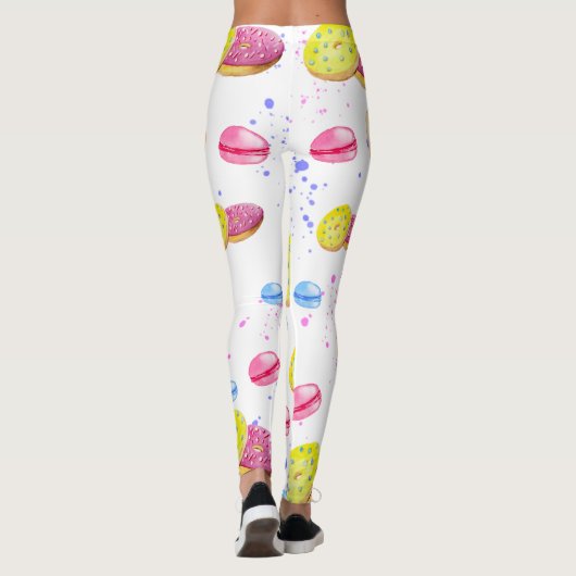 Süße Donuts mit farbenfrohen Glasmustern Leggings (Rückseite)