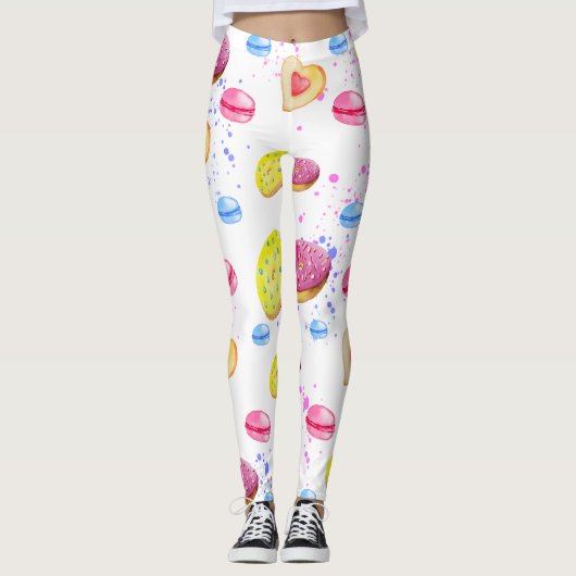 Süße Donuts mit farbenfrohen Glasmustern Leggings (Vorderseite)