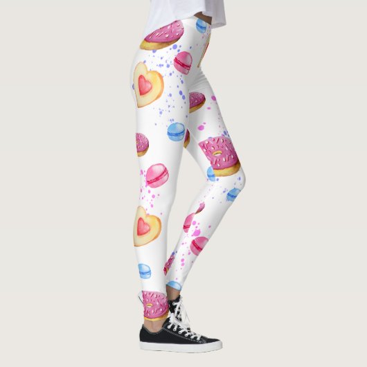 Süße Donuts mit farbenfrohen Glasmustern Leggings (Rechts)