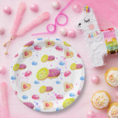 Süße Donuts mit farbenfrohen Glasmustern Pappteller (Party)