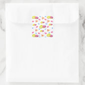 Süße Donuts mit farbenfrohen Glasmustern Quadratischer Aufkleber (Tasche)