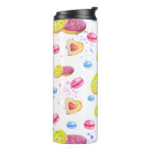 Süße Donuts mit farbenfrohen Glasmustern Thermosbecher (Nach links gedreht)