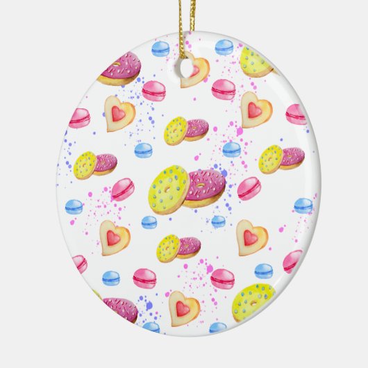 Süße Donuts mit farbenfroher Glasur Keramik Ornament (Links)