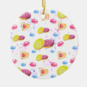 Süße Donuts mit farbenfroher Glasur Keramik Ornament