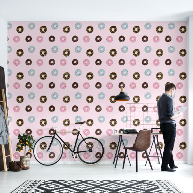 Süße Donuts Pink Tapete (Wohnbereich)