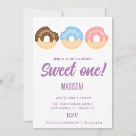 Süße Donuts, Regenbogenfarben, süßer erster Geburt Einladung