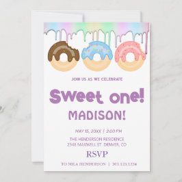Süße Donuts, Regenbogenfarben, süßer erster Geburt Einladung