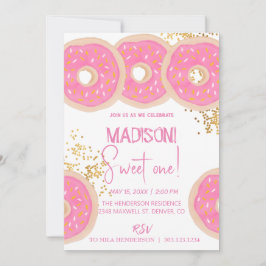 Süße Donuts, Regenbogenfarben, süßer erster Geburt Einladung