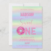 Süße Donuts, Regenbogenfarben, süßer erster Geburt Einladung (Vorderseite)