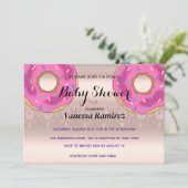 Süße Donuts, Rose Gold Kindergeschenk Einladung (Stehend Vorderseite)