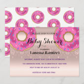 Süße Donuts, Rose Gold Kindergeschenk Einladung (Vorne/Hinten)