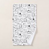 Süße Doodle-Katzen Muster Badhandtuch Set (Handtuch)