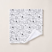 Süße Doodle-Katzen Muster Badhandtuch Set (Waschlappen)
