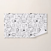 Süße Doodle-Katzen Muster Badhandtuch Set (Handtuch)