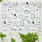 Süße Doodle-Katzen Muster Geschirrtuch (Gefaltet)