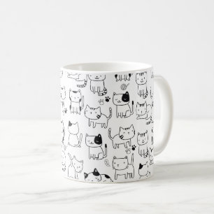 Süße Doodle-Katzen Muster Kaffeetasse
