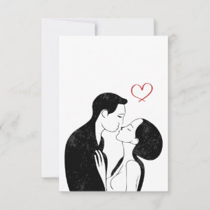 Süße Doodle-Liebesherz Romantisches Paar Kuss Dankeskarte
