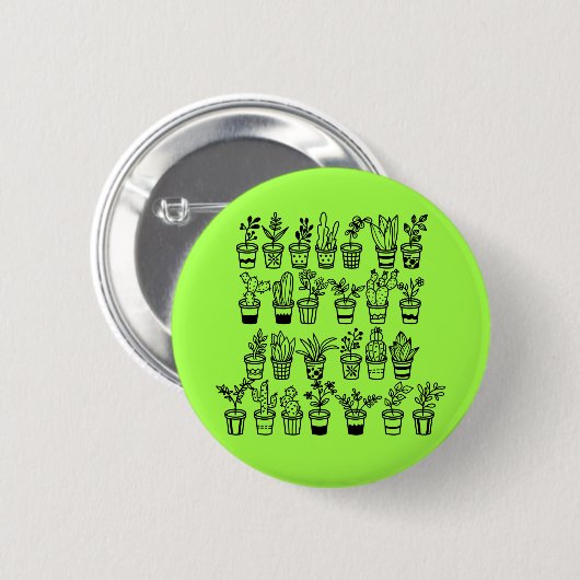 Süße Doodle-Pflanzen in Töpfen Button (Vorne & Hinten)