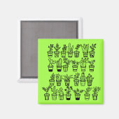 Süße Doodle-Pflanzen in Töpfen  Magnet (Vorderseite/Rückseite)