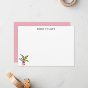 Süße Doodle-Topfpflanze Rosa und Weiß Mitteilungskarte