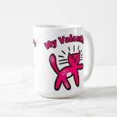 Süße Doodle Valentinstag Katze Kaffeetasse (VorderseiteRechts)