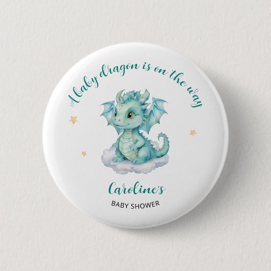Süße Drachen-Baby-Party Button (Vorderseite)